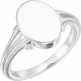 Sterling Silver 13x9.65 mm Oval Signet Ring - Siddiqui Jewelers