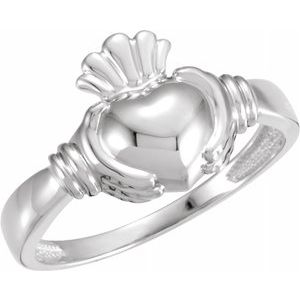 14K White Claddagh Ring Size 7-Siddiqui Jewelers