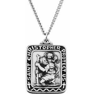 Sterling Silver 31.5x26 mm St. Christopher Medal 24" Necklace - Siddiqui Jewelers
