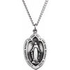 Sterling Silver 23x15 mm Oval Miraculous Medal 18" Necklace  -Siddiqui Jewelers