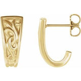 14K Yellow Vintage-Inspired J-Hoop Earrings - Siddiqui Jewelers