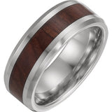Cobalt 8 mm Beveled-Edge Band with Wood Inlay Size 11.5 - Siddiqui Jewelers