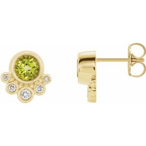 14K Yellow Peridot & 1/8 CTW Diamond Earrings - Siddiqui Jewelers