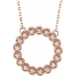 14K Rose 1/4 CTW Diamond Circle 16-18" Necklace - Siddiqui Jewelers