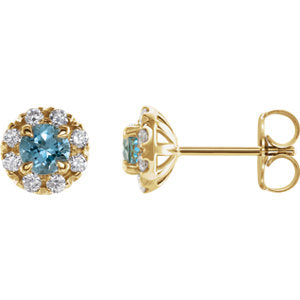 14K Yellow Aquamarine & 1/5 CTW Diamond Earrings - Siddiqui Jewelers