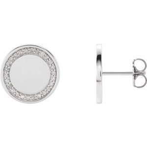 14K White 1/4 CTW Diamond Engravable Earrings - Siddiqui Jewelers