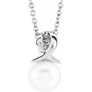 Sterling Silver Freshwater Cultured Pearl Bypass 16-18" Necklace - Siddiqui Jewelers