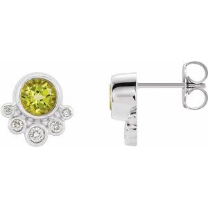 14K White Peridot & 1/8 CTW Diamond Earrings - Siddiqui Jewelers