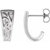 14K White Vintage-Inspired J-Hoop Earrings - Siddiqui Jewelers