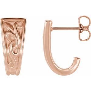 14K Rose Vintage-Inspired J-Hoop Earrings - Siddiqui Jewelers