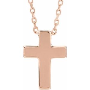 14K Rose Petite Cross 16-18" Necklace - Siddiqui Jewelers