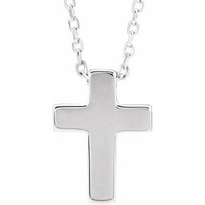 14K White Petite Cross 16-18" Necklace - Siddiqui Jewelers