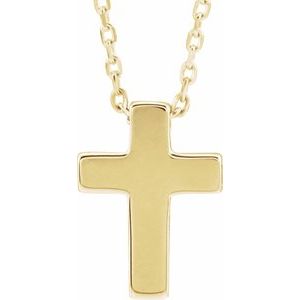 14K Yellow Petite Cross 16-18" Necklace - Siddiqui Jewelers