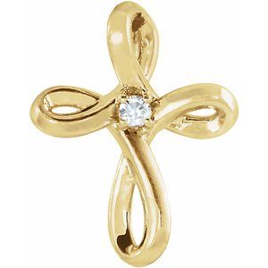 14K Yellow .015 CTW Diamond Cross Pendant - Siddiqui Jewelers