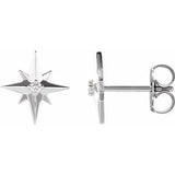 Sterling Silver .03 CTW Diamond Star Earrings - Siddiqui Jewelers