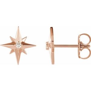 14K Rose .03 CTW Diamond Star Earrings - Siddiqui Jewelers
