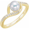 14K Yellow Freshwater Cultured Pearl & 1/8 CTW Diamond Ring - Siddiqui Jewelers