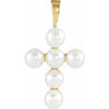 14K Yellow Freshwater Cultured Pearl Cross Pendant    -Siddiqui Jewelers