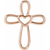 14K Rose Cross with Heart Pendant - Siddiqui Jewelers