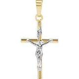 14K Yellow & White 20x13 mm Crucifix Pendant - Siddiqui Jewelers