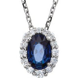 14K White Blue Sapphire & 1/6 CTW Diamond 18" Necklace - Siddiqui Jewelers