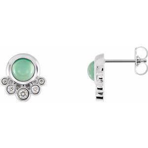 14K White Chrysoprase & 1/8 CTW Diamond Earrings - Siddiqui Jewelers