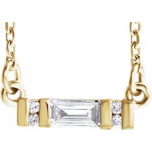 14K Yellow 1/10 CTW Diamond Bar 16-18" Necklace - Siddiqui Jewelers