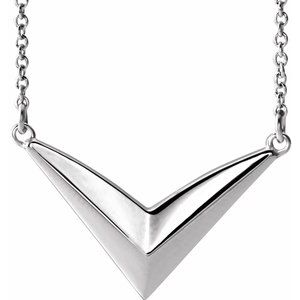 Sterling Silver "V" 16-18" Necklace - Siddiqui Jewelers