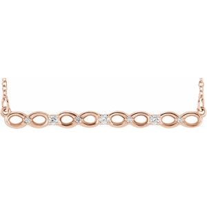 14K Rose .08 CTW Diamond Infinity-Inspired Bar 16-18" Necklace - Siddiqui Jewelers