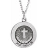 Sterling Silver 15 mm Confirmation Medal with Cross 18" Necklace - Siddiqui Jewelers