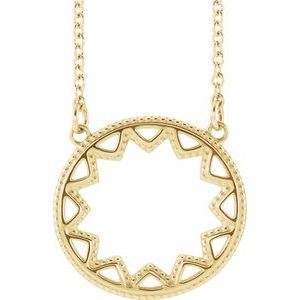 14K Yellow Milgrain Sun 16-18" Necklace - Siddiqui Jewelers