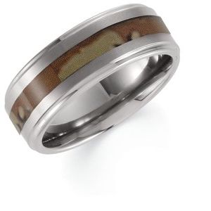 Tungsten 6 mm Ridged Band with Desert Camo Inlay Size 12.5 - Siddiqui Jewelers