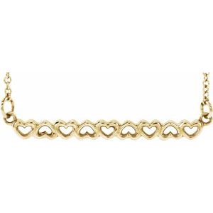 14K Yellow Heart Bar 16-18" Necklace - Siddiqui Jewelers
