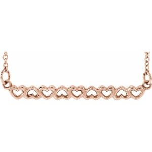 14K Rose Heart Bar 16-18" Necklace - Siddiqui Jewelers