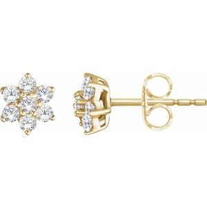 14K Yellow 3/8 CTW Diamond Flower Earrings - Siddiqui Jewelers