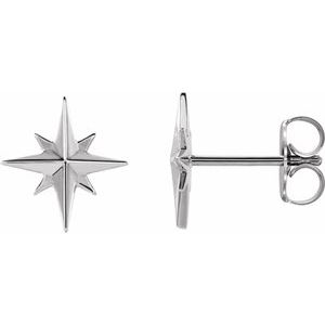 14K White Star Earrings    Siddiqui Jewelers