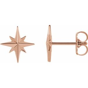 14K Rose Star Earrings    Siddiqui Jewelers