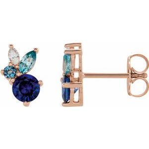 14K Rose Multi-Gemstone Earrings - Siddiqui Jewelers