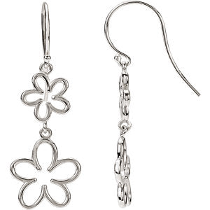 14K White Flower Dangle Earrings - Siddiqui Jewelers