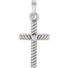 14K White .015 CTW Diamond 18.9x8.65 mm Rope Design Cross Pendant - Siddiqui Jewelers