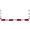 14K White Ruby & 1/5 CTW Diamond Bar 16-18" Necklace - Siddiqui Jewelers