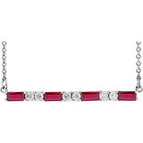 14K White Ruby & 1/5 CTW Diamond Bar 16-18" Necklace - Siddiqui Jewelers