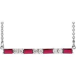 14K White Ruby & 1/5 CTW Diamond Bar 16-18" Necklace - Siddiqui Jewelers