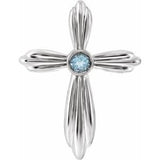 14K White Aquamarine Cross Pendant - Siddiqui Jewelers