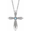 Sterling Silver Aquamarine Cross 16-18" Necklace - Siddiqui Jewelers