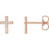 14K Rose .05 CTW Diamond Cross Earrings - Siddiqui Jewelers