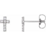 14K White .06 CTW Diamond Cross Earrings - Siddiqui Jewelers