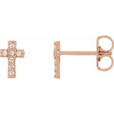 14K Rose .06 CTW Diamond Cross Earrings - Siddiqui Jewelers