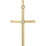 14K Yellow 30.4x16.3 mm .03 CTW Diamond Cross Pendant - Siddiqui Jewelers