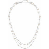 Sterling Silver Freshwater Cultured Pearl 3 Tiered 17" Necklace - Siddiqui Jewelers